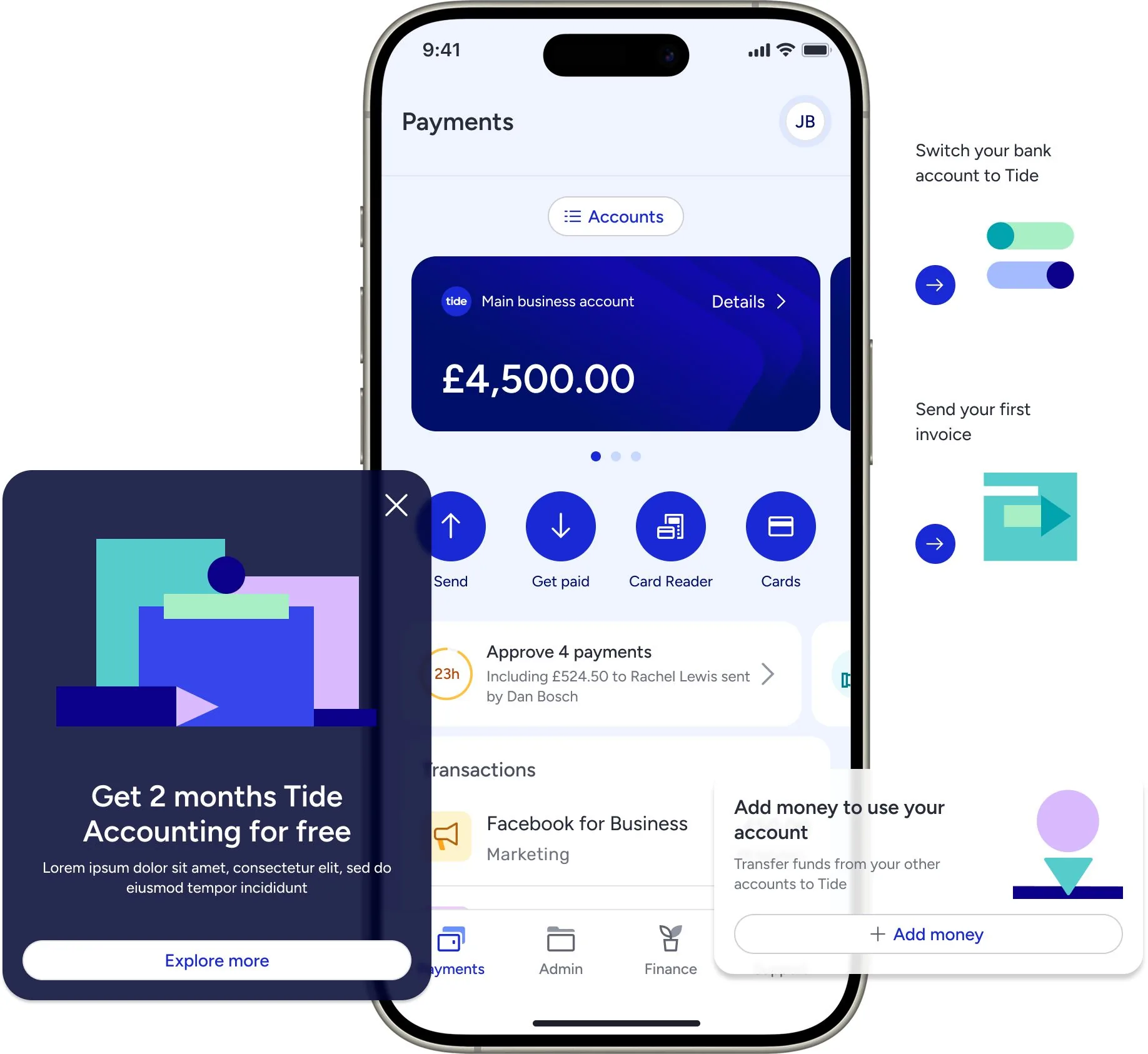Tide app — expense cards and team spending limits